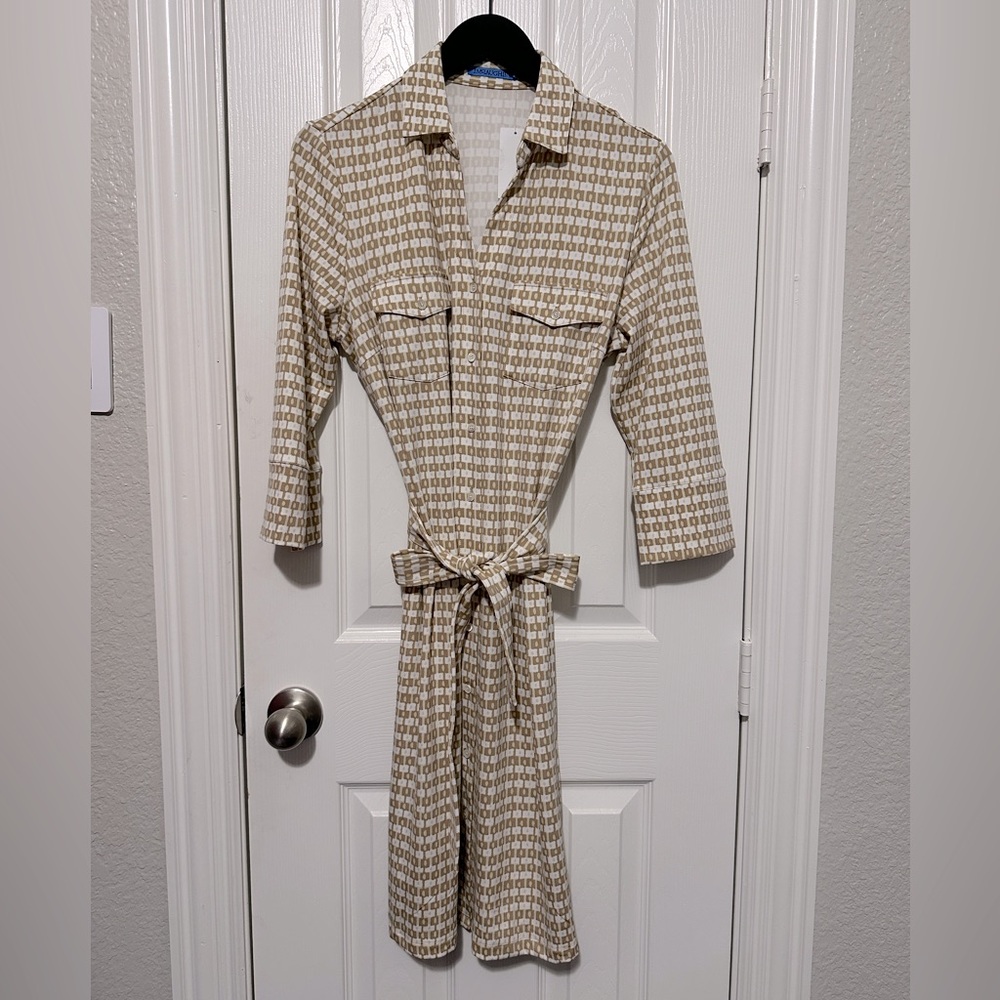 J. McLaughlin Beige Patterned Mini Dress - Picture 2 of 4